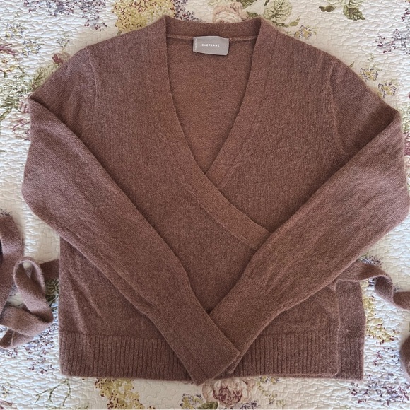 Everlane THE ALPACA WRAP SWEATER Tan Size Large - Picture 11 of 12